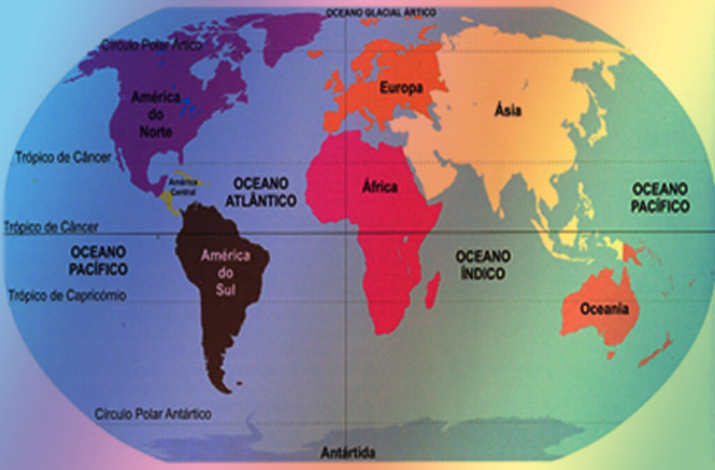 mapa ocenos e continentes